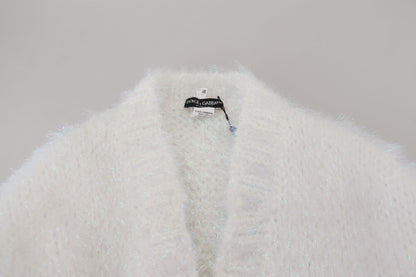 Weiße langärmelige Fransen Strickjacke