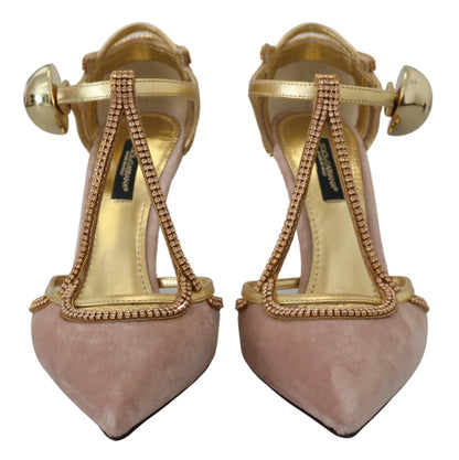 Rosa Kristall T-strap Heels Pumps Schuhe