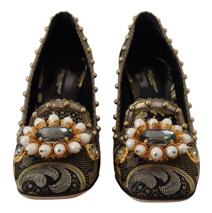 Gold Kristall Quadratische Zehe Brokat Pumps Schuhe