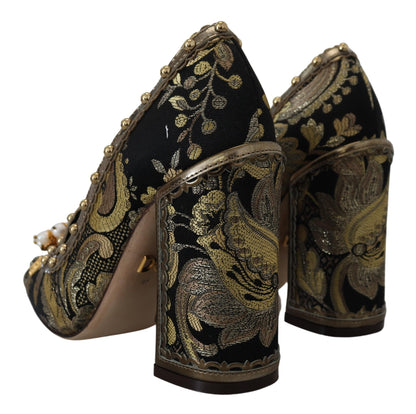 Gold Kristall Quadratische Zehe Brokat Pumps Schuhe