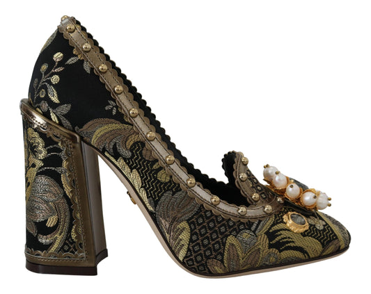 Gold Kristall Quadratische Zehe Brokat Pumps Schuhe