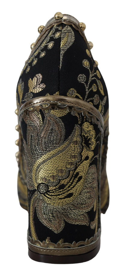 Gold Kristall Quadratische Zehe Brokat Pumps Schuhe