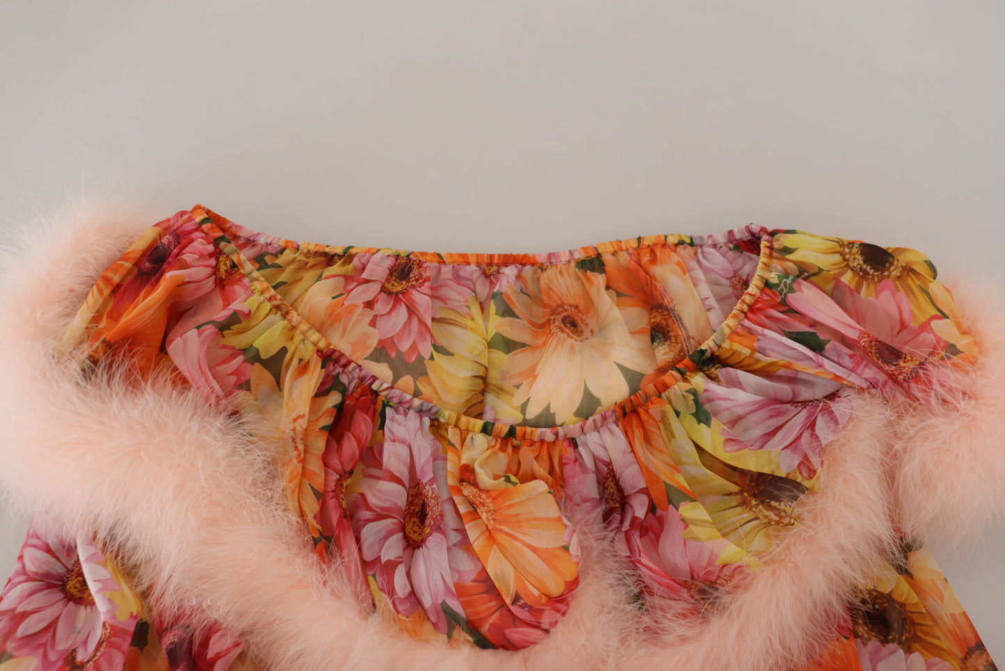 Multicolor Floral Pelz Shearling Bluse Top