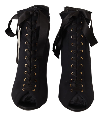 Schwarze kurze Stretch-Stiefel Schuhe