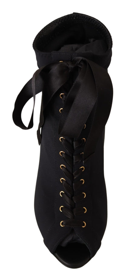 Schwarze kurze Stretch-Stiefel Schuhe
