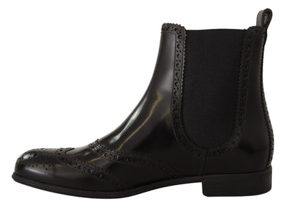 Schwarz Leder Knöchel hohe flache Stiefel Schuhe