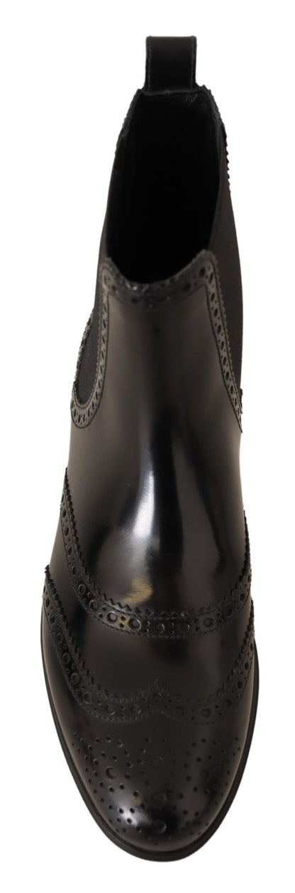 Schwarz Leder Knöchel hohe flache Stiefel Schuhe