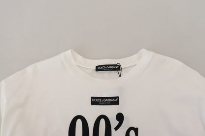 Weißes 90er-Jahre-Mode-T-Shirt mit Rundhalsausschnitt aus Baumwolle
