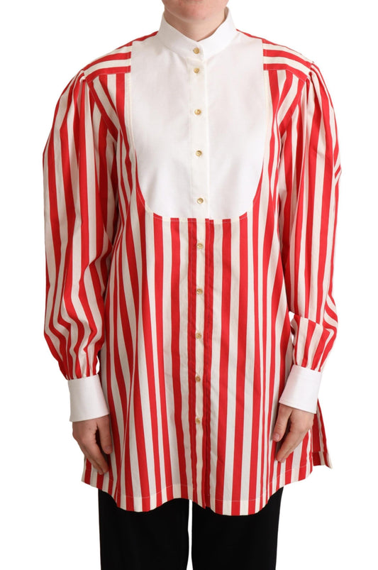 Rot Weiß Gestreiftes Langarmhemd Formal
