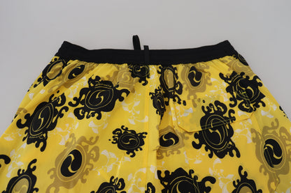 Gelb Schwarz Bedruckte Herren Strandbekleidung Shorts Bademode