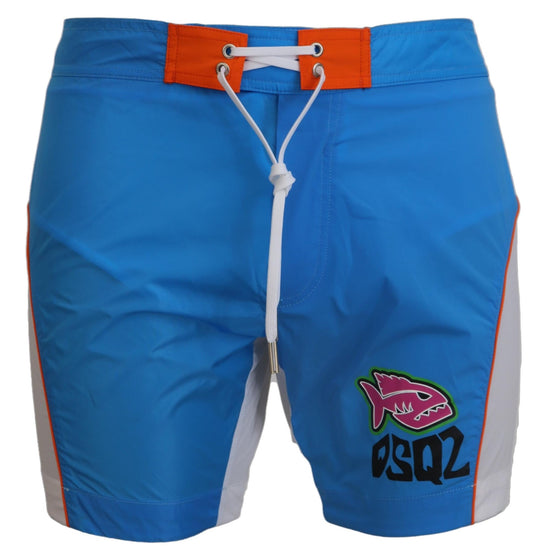 Blau Weiß Logo Print Männer Beachwear Shorts Bademode