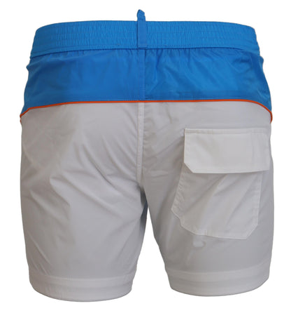 Blau Weiß Logo Print Männer Beachwear Shorts Bademode