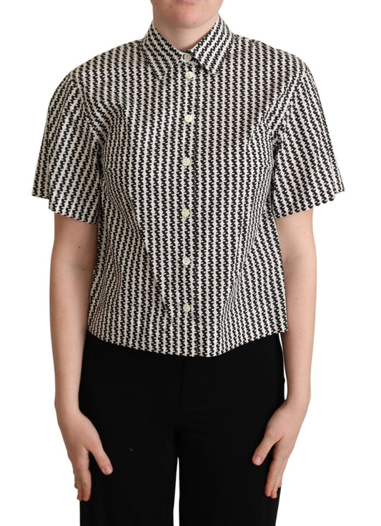 Weiß Schwarz Fantasie Muster Shirt