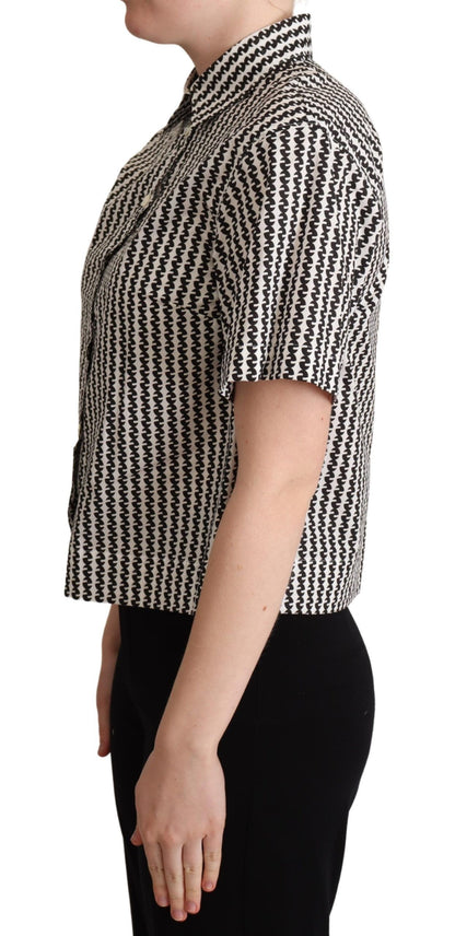 Weiß Schwarz Fantasie Muster Shirt