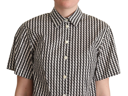Weiß Schwarz Fantasie Muster Shirt
