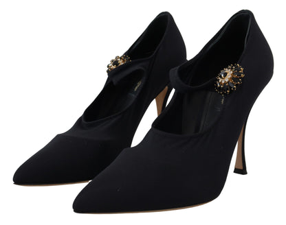 Schwarze Socken Stretch Crystal Pumps Schuhe