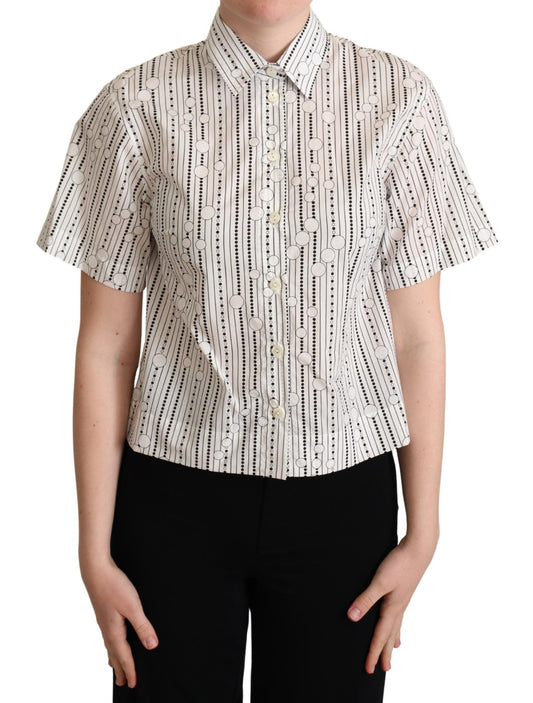 Weißes Kreise Dots Hemd mit Knopfleiste
