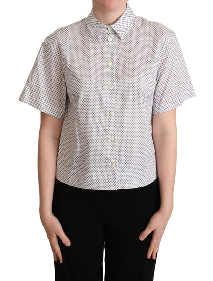 Weißes Graues Polka Dots Hemd mit Knopfleiste
