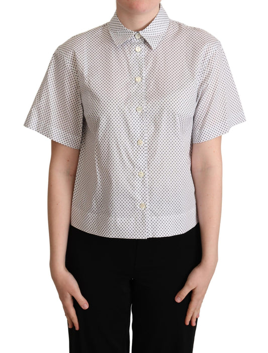 Weißes Graues Polka Dots Hemd mit Knopfleiste