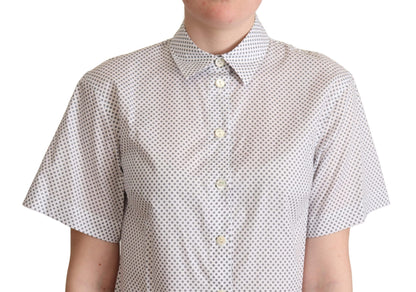 Weißes Graues Polka Dots Hemd mit Knopfleiste