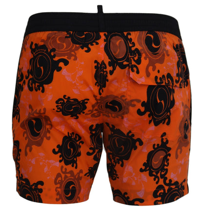 Orange Schwarz Bedruckte Herren Strandbekleidung Shorts Bademode