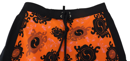 Orange Schwarz Bedruckte Herren Strandbekleidung Shorts Bademode