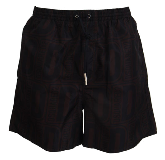 Braun Schwarz Print Männer Beachwear Shorts Bademode