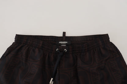 Braun Schwarz Print Männer Beachwear Shorts Bademode