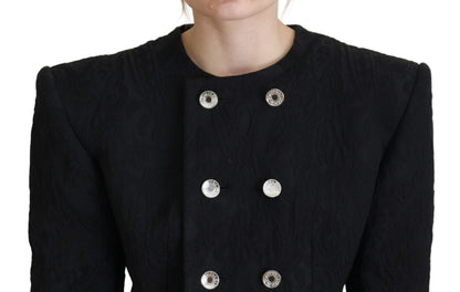 Schwarzer doppelreihiger Mantel Polyesterjacke