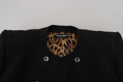 Schwarzer doppelreihiger Mantel Polyesterjacke