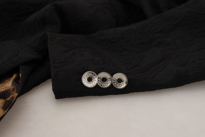 Schwarzer doppelreihiger Mantel Polyesterjacke