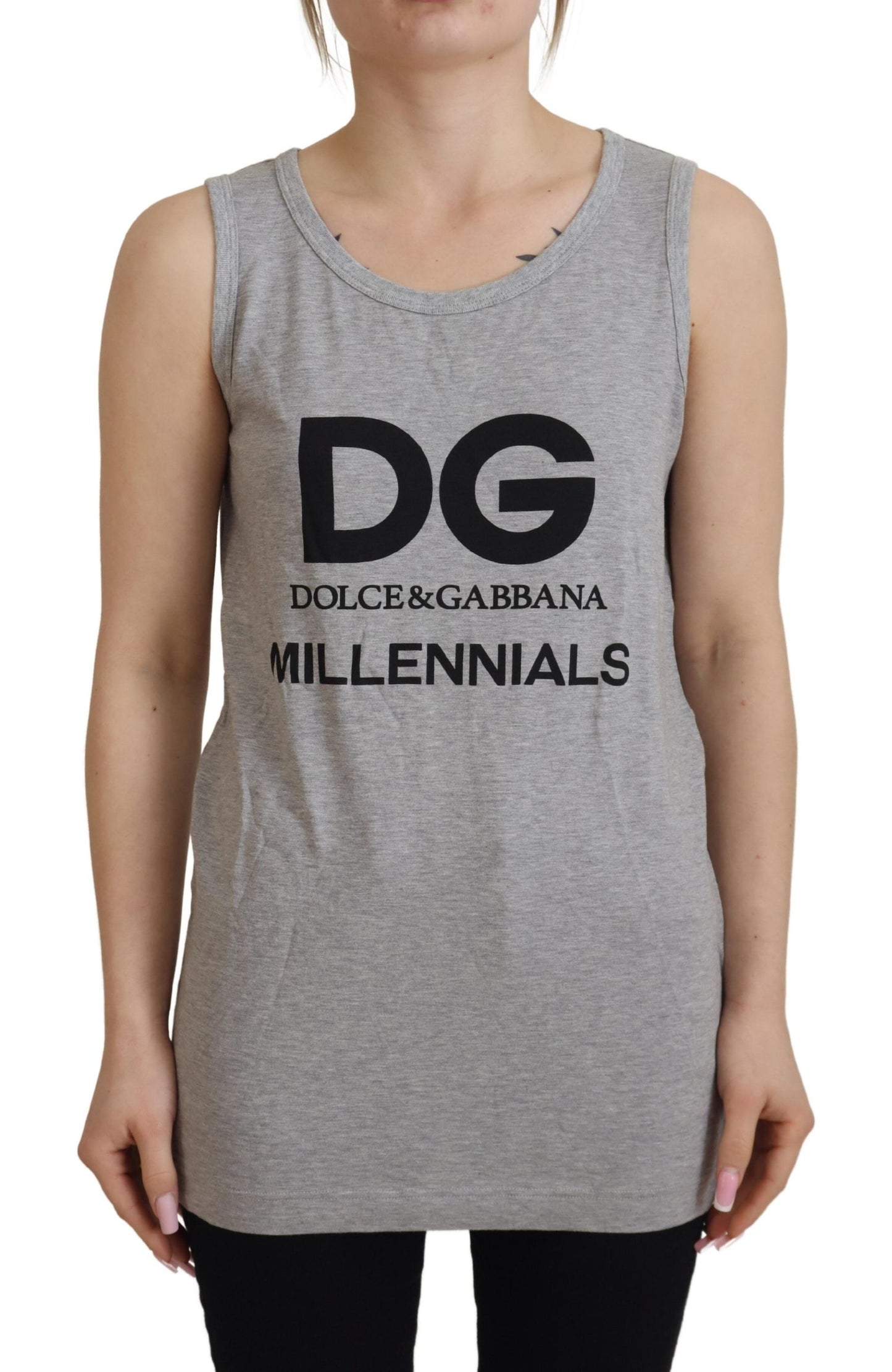Graues D&G Millennials Tank Tee Baumwoll-T-Shirt