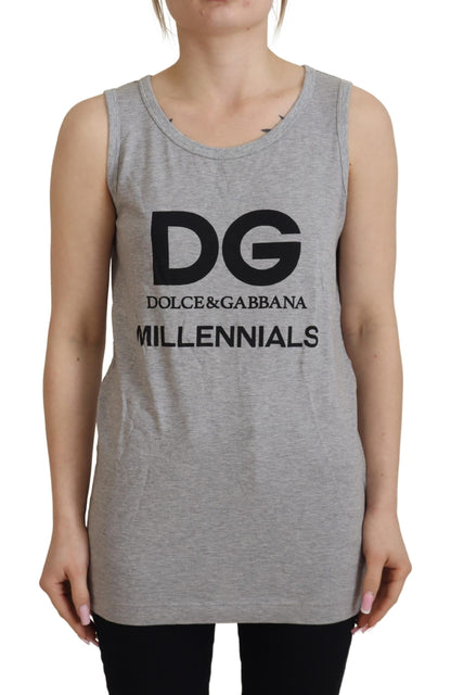 Graues D&G Millennials Tank Tee Baumwoll-T-Shirt