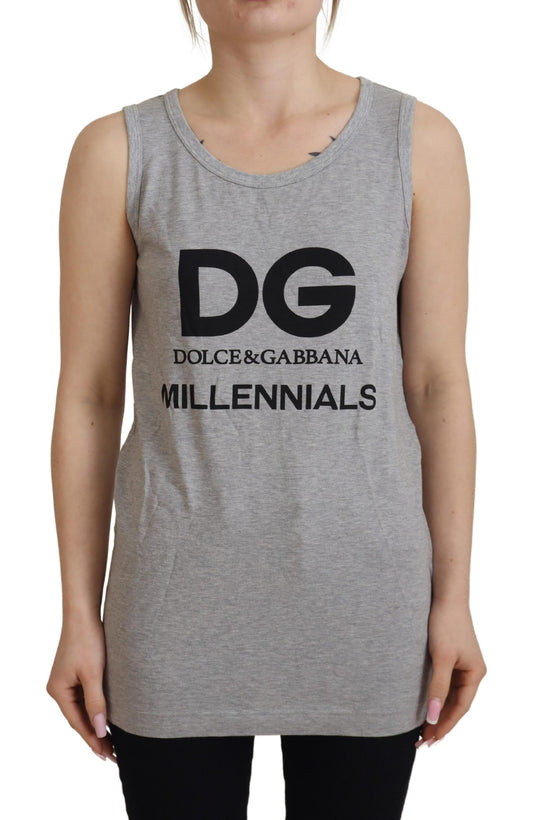 Graues D&G Millennials Tank Tee Baumwoll-T-Shirt