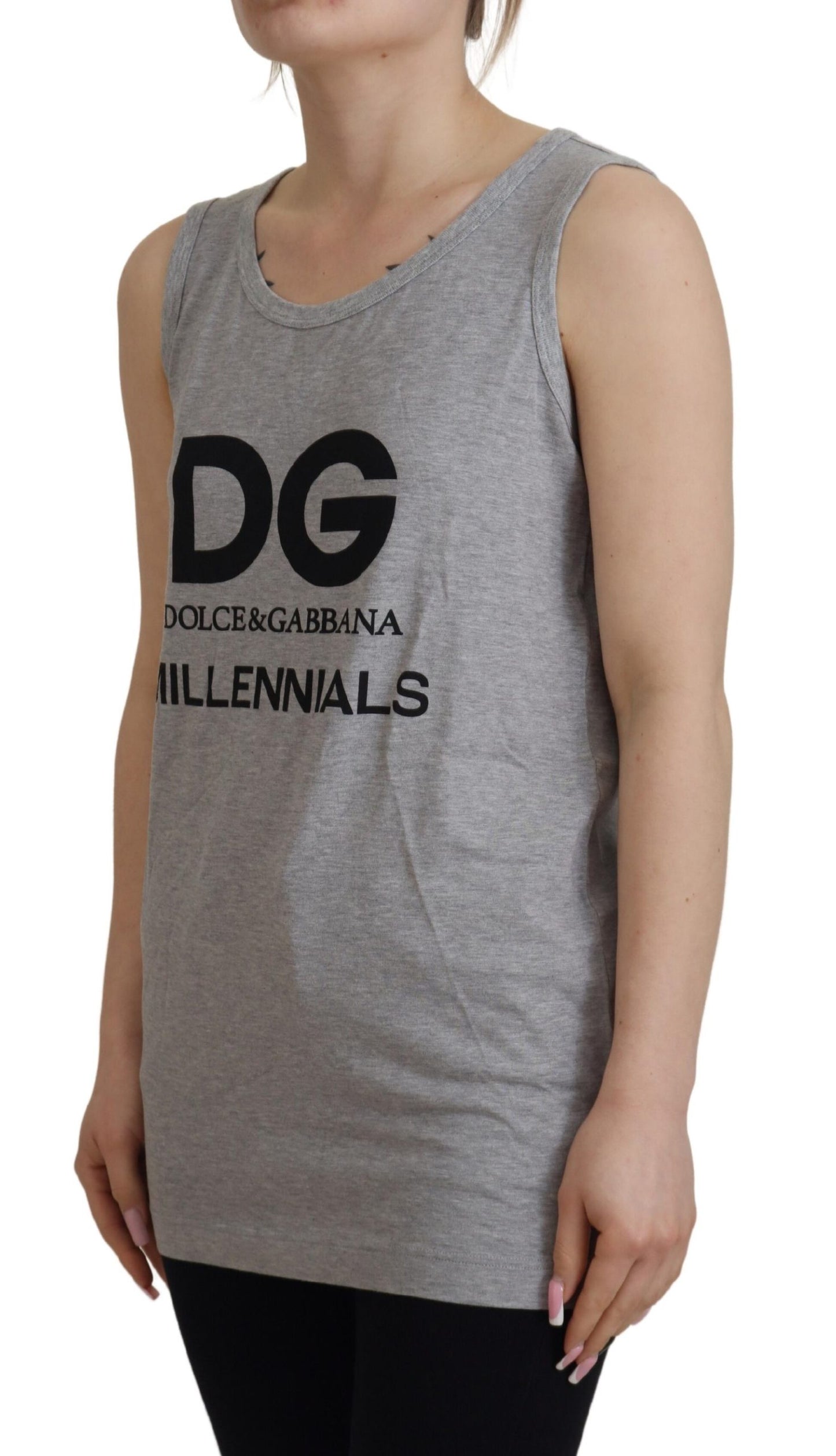 Graues D&G Millennials Tank Tee Baumwoll-T-Shirt