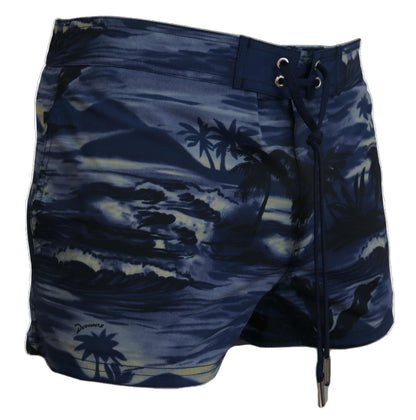 Blaue Tropical Wave Design Strandbekleidung Shorts Bademode