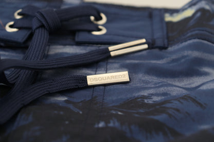 Blaue Tropical Wave Design Strandbekleidung Shorts Bademode