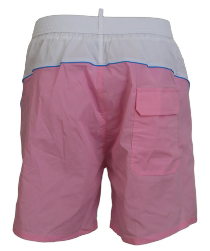 Weiß Rosa Logo Print Männer Beachwear Shorts Bademode