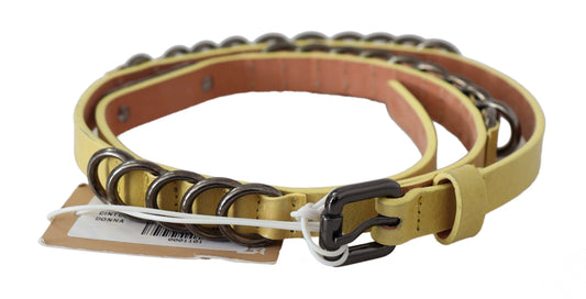 Gelber Leder-Luxusgürtel mit schmaler Schnalle Fancy Belt