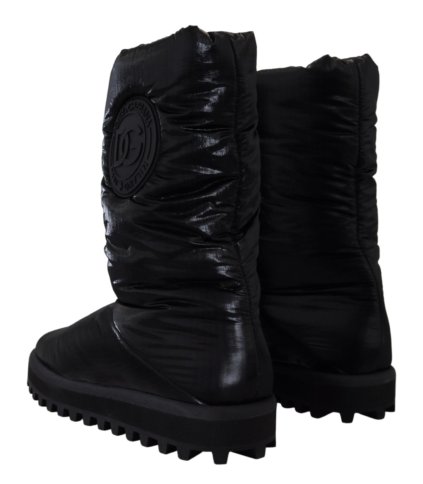 Schwarze Stiefel Gepolsterte Mittlere Wade Winterschuhe