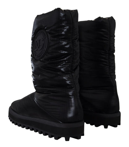 Schwarze Stiefel Gepolsterte Mittlere Wade Winterschuhe