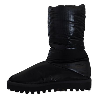 Schwarze Stiefel Gepolsterte Mittlere Wade Winterschuhe