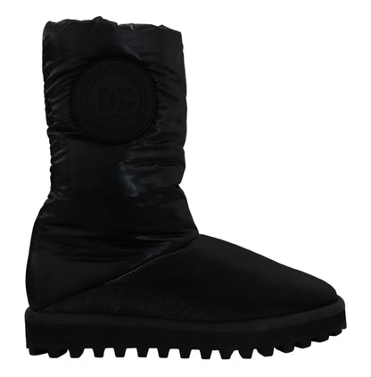 Schwarze Stiefel Gepolsterte Mittlere Wade Winterschuhe
