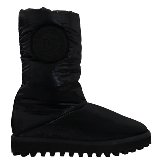 Schwarze Stiefel Gepolsterte Mittlere Wade Winterschuhe