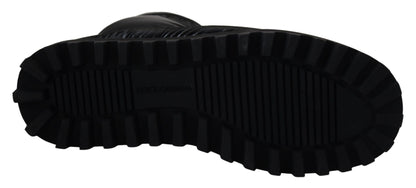 Schwarze Stiefel Gepolsterte Mittlere Wade Winterschuhe