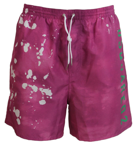 Rosa Tie Dye Logo Herren Strandbekleidung Shorts Bademode