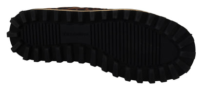 Braune Leopardenstiefel Gepolsterte Schuhe mit mittlerer Wade