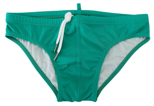 Grün Weiß Logo Print Männer Swim Brief Badebekleidung