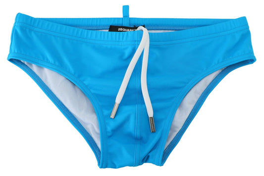 Blau Gelb Logo Print Herren Badeslip Badehose