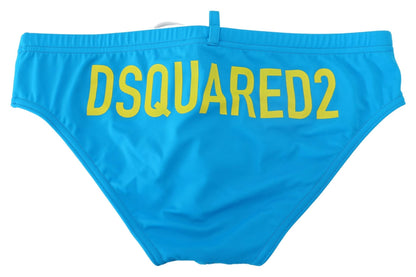 Blau Gelb Logo Print Herren Badeslip Badehose